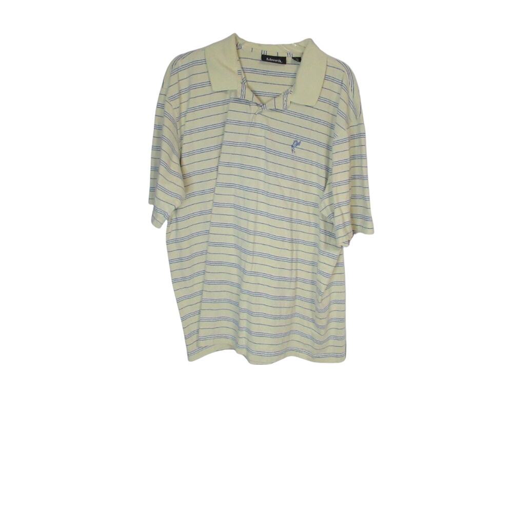 Ashworth yellow and blue stripe polo collared short sleeve shirt